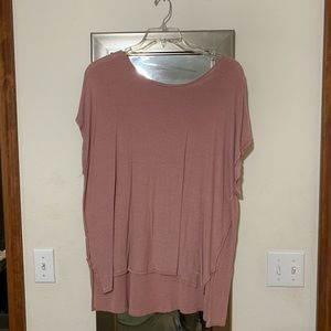 Large pink high low shirt